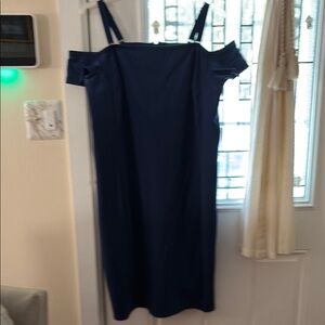 Elegant Navy Off-Shoulder Dress
